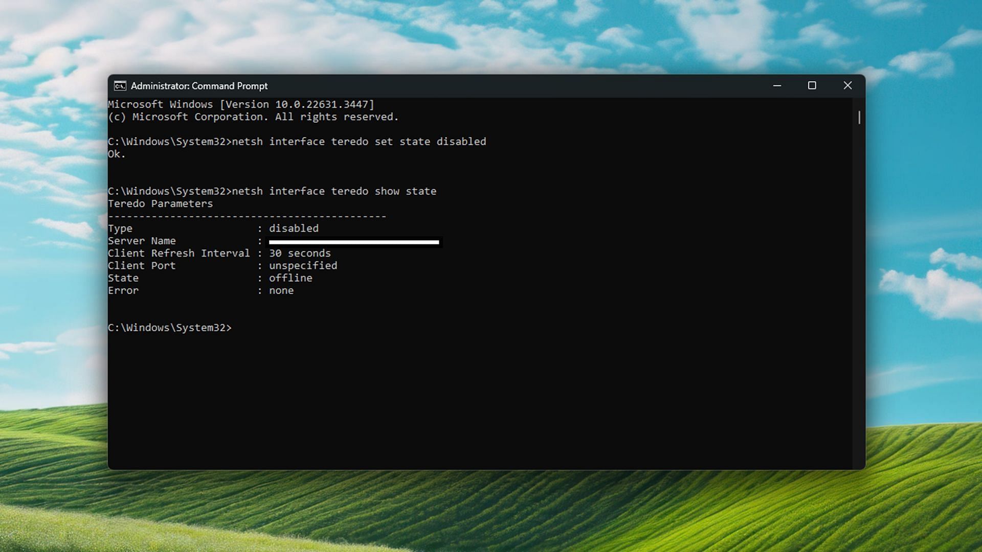 Disabling Teredo on Windows 11 (Image via Microsoft)